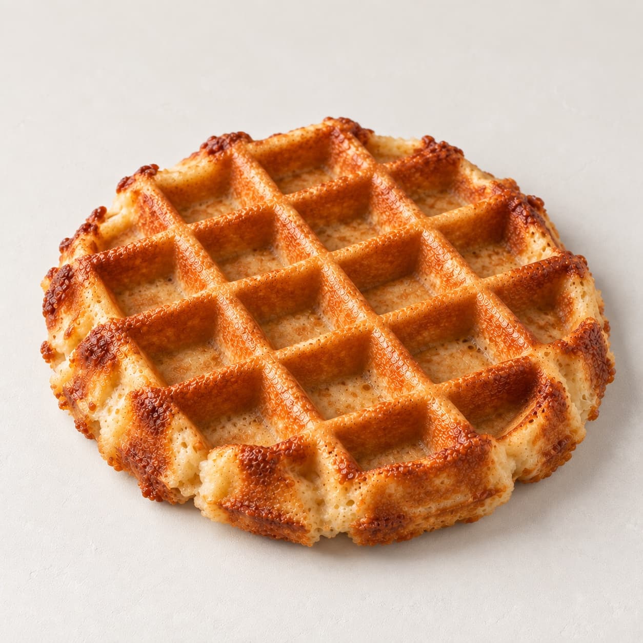 A gluten-free mochi waffle, crisp outside and chewy inside, at bōm dough in Cambridge, MA.